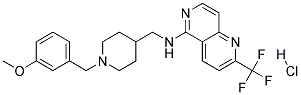 N-([1-(3-METHOXYBENZYL)PIPERIDIN-4-YL]METHYL)-2-(TRIFLUOROMETHYL)-1,6-NAPHTHYRIDIN-5-AMINE HYDROCHLORIDE Struktur