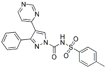 N-[(4-METHYLPHENYL)SULPHONYL]-3-PHENYL-4-(PYRIMIDIN-4-YL)PYRAZOLE-1-CARBOXAMIDE Struktur