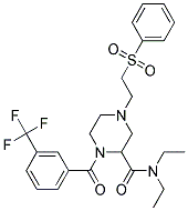 N,N-DIETHYL-4-[2-(PHENYLSULFONYL)ETHYL]-1-[3-(TRIFLUOROMETHYL)BENZOYL]PIPERAZINE-2-CARBOXAMIDE Struktur