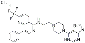 8-PHENYL-N-(2-[4-(1H-PURIN-6-YL)PIPERAZIN-1-YL]ETHYL)-2-(TRIFLUOROMETHYL)-1,6-NAPHTHYRIDIN-5-AMINE HYDROCHLORIDE Struktur