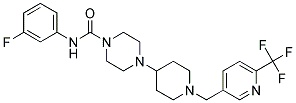 N-(3-FLUOROPHENYL)-4-(1-([6-(TRIFLUOROMETHYL)PYRIDIN-3-YL]METHYL)PIPERIDIN-4-YL)PIPERAZINE-1-CARBOXAMIDE Struktur