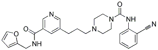 N-(2-CYANOPHENYL)-4-[3-(5-([(2-FURYLMETHYL)AMINO]CARBONYL)PYRIDIN-3-YL)PROPYL]PIPERAZINE-1-CARBOXAMIDE Struktur