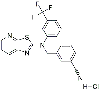 3-(([1,3]THIAZOLO[5,4-B]PYRIDIN-2-YL[3-(TRIFLUOROMETHYL)PHENYL]AMINO)METHYL)BENZONITRILE HYDROCHLORIDE Struktur