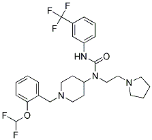 N-(1-[2-(DIFLUOROMETHOXY)BENZYL]PIPERIDIN-4-YL)-N-(2-PYRROLIDIN-1-YLETHYL)-N'-[3-(TRIFLUOROMETHYL)PHENYL]UREA Struktur