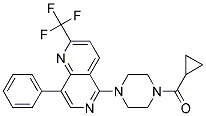 5-[4-(CYCLOPROPYLCARBONYL)PIPERAZIN-1-YL]-8-PHENYL-2-(TRIFLUOROMETHYL)-1,6-NAPHTHYRIDINE Struktur