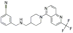 3-([((1-[2-(TRIFLUOROMETHYL)-1,6-NAPHTHYRIDIN-5-YL]PIPERIDIN-4-YL)METHYL)AMINO]METHYL)BENZONITRILE Struktur