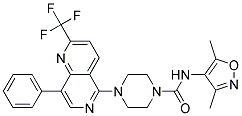 N-(3,5-DIMETHYLISOXAZOL-4-YL)-4-[8-PHENYL-2-(TRIFLUOROMETHYL)-1,6-NAPHTHYRIDIN-5-YL]PIPERAZINE-1-CARBOXAMIDE Struktur