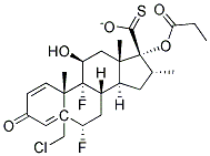 5-CHLOROMETHYL 6A,9A-DIFLUORO-11BETA-HYDROXY-16A-METHYL-3-OXO-17A-(PROPIONYLOXY)-ANDROSTA-1,4-DIENE-17BETA-CARBOTHIOATE Struktur