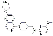 4-METHOXY-N-METHYL-N-((1-[2-(TRIFLUOROMETHYL)-1,6-NAPHTHYRIDIN-5-YL]PIPERIDIN-4-YL)METHYL)PYRIMIDIN-2-AMINE HYDROCHLORIDE Struktur