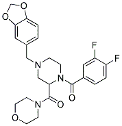 4-([4-(1,3-BENZODIOXOL-5-YLMETHYL)-1-(3,4-DIFLUOROBENZOYL)PIPERAZIN-2-YL]CARBONYL)MORPHOLINE Struktur