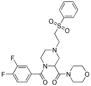 4-((1-(3,4-DIFLUOROBENZOYL)-4-[2-(PHENYLSULFONYL)ETHYL]PIPERAZIN-2-YL)CARBONYL)MORPHOLINE Struktur