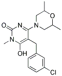 5-(3-CHLOROBENZYL)-4-(2,6-DIMETHYLMORPHOLIN-4-YL)-6-HYDROXY-1-METHYLPYRIMIDIN-2(1H)-ONE Struktur