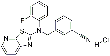 3-([(2-FLUOROPHENYL)([1,3]THIAZOLO[5,4-B]PYRIDIN-2-YL)AMINO]METHYL)BENZONITRILE HYDROCHLORIDE Struktur