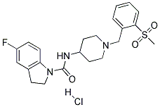 5-FLUORO-N-(1-[2-(METHYLSULFONYL)BENZYL]PIPERIDIN-4-YL)INDOLINE-1-CARBOXAMIDE HYDROCHLORIDE Struktur