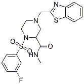 4-(1,3-BENZOTHIAZOL-2-YLMETHYL)-1-[(3-FLUOROPHENYL)SULFONYL]-N-METHYLPIPERAZINE-2-CARBOXAMIDE Struktur