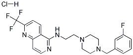 N-(2-[4-(3-FLUOROBENZYL)PIPERAZIN-1-YL]ETHYL)-2-(TRIFLUOROMETHYL)-1,6-NAPHTHYRIDIN-5-AMINE HYDROCHLORIDE Struktur