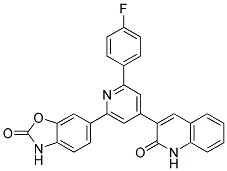 3-[2-(4-FLUORO-PHENYL)-6-(2-OXO-2,3-DIHYDRO-BENZOOXAZOL-6-YL)-PYRIDIN-4-YL]-1H-QUINOLIN-2-ONE Struktur