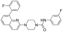 N-(3-FLUOROPHENYL)-4-[8-(2-FLUOROPHENYL)QUINOLIN-2-YL]PIPERAZINE-1-CARBOXAMIDE Struktur