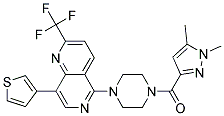 5-(4-[(1,5-DIMETHYL-1H-PYRAZOL-3-YL)CARBONYL]PIPERAZIN-1-YL)-8-(3-THIENYL)-2-(TRIFLUOROMETHYL)-1,6-NAPHTHYRIDINE Struktur