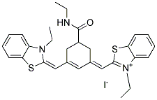 3-ETHYL-2-[(5-[(ETHYLAMINO)CARBONYL]-3-([3-ETHYL-1,3-BENZOTHIAZOL-2(3H)-YLIDENE]METHYL)-2-CYCLOHEXEN-1-YLIDENE)METHYL]-1,3-BENZOTHIAZOL-3-IUM IODIDE Struktur