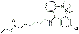 7-(8-CHLORO-11-METHYL-10,10-DIOXO-10,11-DIHYDRO-5H-10LAMBDA6-THIA-11-AZA-DIBENZO[A,D]CYCLOHEPTEN-5-YLAMINO)-HEPTANOIC ACID ETHYL ESTER Struktur