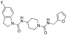 5-FLUORO-N-(1-([(2-FURYLMETHYL)AMINO]CARBONYL)PIPERIDIN-4-YL)INDOLINE-1-CARBOXAMIDE Struktur