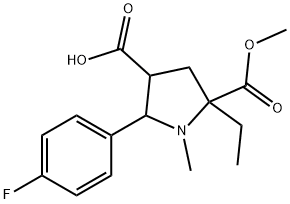 5-ETHYL-2-(4-FLUOROPHENYL)-5-(METHOXYCARBONYL)-1-METHYL-3-PYRROLIDINECARBOXYLIC ACID Struktur