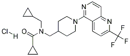 N-(CYCLOPROPYLMETHYL)-N-((1-[2-(TRIFLUOROMETHYL)-1,6-NAPHTHYRIDIN-5-YL]PIPERIDIN-4-YL)METHYL)CYCLOPROPANECARBOXAMIDE HYDROCHLORIDE Struktur