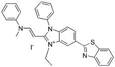 5-(2-BENZOTHIAZOLYL)-3-ETHYL-2-[2-(METHYLPHENYLAMINO)ETHENYL]-1-PHENYL-1H-BENZIMIDAZOLIUM IODIDE Struktur