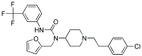 N-(1-[2-(4-CHLOROPHENYL)ETHYL]PIPERIDIN-4-YL)-N-(2-FURYLMETHYL)-N'-[3-(TRIFLUOROMETHYL)PHENYL]UREA Struktur