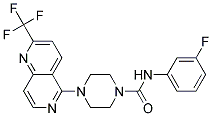 N-(3-FLUOROPHENYL)-4-[2-(TRIFLUOROMETHYL)-1,6-NAPHTHYRIDIN-5-YL]PIPERAZINE-1-CARBOXAMIDE Struktur