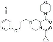 3-(3-[4-(CYCLOPROPYLCARBONYL)-3-(MORPHOLIN-4-YLCARBONYL)PIPERAZIN-1-YL]PROPOXY)BENZONITRILE Struktur