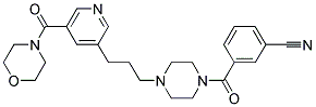 3-[(4-(3-[5-(MORPHOLIN-4-YLCARBONYL)PYRIDIN-3-YL]PROPYL)PIPERAZIN-1-YL)CARBONYL]BENZONITRILE Struktur