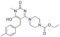 4-[6-HYDROXY-1-METHYL-5-(4-METHYL-BENZYL)-2-OXO-1,2-DIHYDRO-PYRIMIDIN-4-YL]-PIPERAZINE-1-CARBOXYLIC ACID ETHYL ESTER Struktur