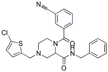 N-BENZYL-4-[(5-CHLORO-2-THIENYL)METHYL]-1-(3-CYANOBENZOYL)PIPERAZINE-2-CARBOXAMIDE Struktur