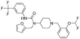 N-(1-[2-(DIFLUOROMETHOXY)BENZYL]PIPERIDIN-4-YL)-N-(2-FURYLMETHYL)-N'-[3-(TRIFLUOROMETHYL)PHENYL]UREA Struktur