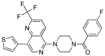 5-[4-(4-FLUOROBENZOYL)PIPERAZIN-1-YL]-8-(3-THIENYL)-2-(TRIFLUOROMETHYL)-1,6-NAPHTHYRIDINE Struktur