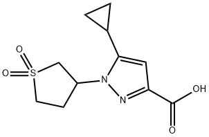 5-CYCLOPROPYL-1-(1,1-DIOXO-TETRAHYDRO-1LAMBDA6-THIOPHEN-3-YL)-1H-PYRAZOLE-3-CARBOXYLIC ACID Struktur