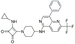 3-(CYCLOPROPYLAMINO)-4-(4-([8-PHENYL-2-(TRIFLUOROMETHYL)-1,6-NAPHTHYRIDIN-5-YL]AMINO)PIPERIDIN-1-YL)CYCLOBUT-3-ENE-1,2-DIONE Struktur