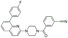 3-((4-[8-(4-FLUOROPHENYL)QUINOLIN-2-YL]PIPERAZIN-1-YL)CARBONYL)BENZONITRILE Struktur