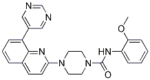 N-(2-METHOXYPHENYL)-4-(8-PYRIMIDIN-5-YLQUINOLIN-2-YL)PIPERAZINE-1-CARBOXAMIDE Struktur