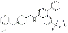 N-([1-(2-METHOXYBENZYL)PIPERIDIN-4-YL]METHYL)-8-PHENYL-2-(TRIFLUOROMETHYL)-1,6-NAPHTHYRIDIN-5-AMINE HYDROCHLORIDE Struktur