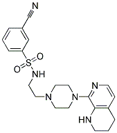 3-CYANO-N-(2-[4-(1,2,3,4-TETRAHYDRO-1,7-NAPHTHYRIDIN-8-YL)PIPERAZIN-1-YL]ETHYL)BENZENESULFONAMIDE Struktur