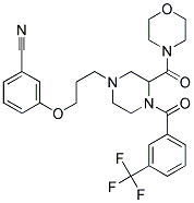 3-(3-(3-(MORPHOLIN-4-YLCARBONYL)-4-[3-(TRIFLUOROMETHYL)BENZOYL]PIPERAZIN-1-YL)PROPOXY)BENZONITRILE Struktur