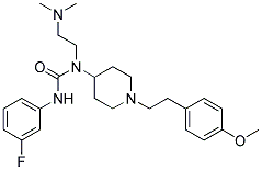 N-[2-(DIMETHYLAMINO)ETHYL]-N'-(3-FLUOROPHENYL)-N-(1-[2-(4-METHOXYPHENYL)ETHYL]PIPERIDIN-4-YL)UREA Struktur