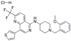 N-[1-(2-METHOXYBENZYL)PIPERIDIN-4-YL]-8-(3-THIENYL)-2-(TRIFLUOROMETHYL)-1,6-NAPHTHYRIDIN-5-AMINE HYDROCHLORIDE Struktur