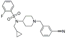 N-[1-(3-CYANOBENZYL)PIPERIDIN-4-YL]-N-(CYCLOPROPYLMETHYL)-2-FLUOROBENZENESULFONAMIDE Struktur