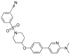 3-[(4-(4-[6-(DIMETHYLAMINO)PYRIDIN-3-YL]PHENOXY)PIPERIDIN-1-YL)SULFONYL]BENZONITRILE Struktur