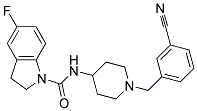 N-[1-(3-CYANOBENZYL)PIPERIDIN-4-YL]-5-FLUOROINDOLINE-1-CARBOXAMIDE Struktur