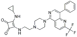 3-(CYCLOPROPYLAMINO)-4-[(2-(4-[8-PHENYL-2-(TRIFLUOROMETHYL)-1,6-NAPHTHYRIDIN-5-YL]PIPERAZIN-1-YL)ETHYL)AMINO]CYCLOBUT-3-ENE-1,2-DIONE Struktur